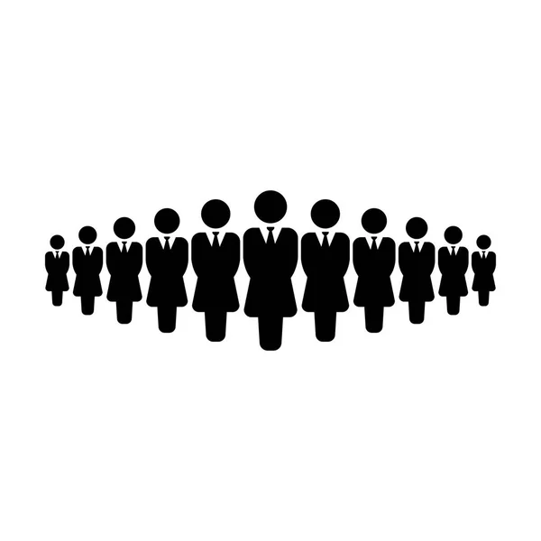 Vetor de ícone de pessoa de negócios grupo feminino de pessoas símbolo avatar para equipe de gerenciamento de negócios em ilustração de pictograma de glifo de cor plana —  Vetores de Stock