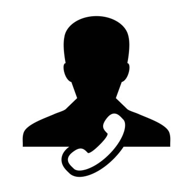 Resepsiyon simgesi vektör erkek kullanıcı kişi profil avatar düz renkli glyph pictogram illüstrasyon iş iletişim ve iletişim için telefon sembolü ile