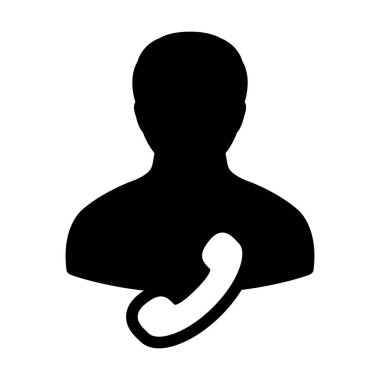 Düz renkli glyph pictogram illüstrasyon iş iletişim ve iletişim için telefon sembolü ile Line simgesi vektör erkek kullanıcı kişi profil avatar