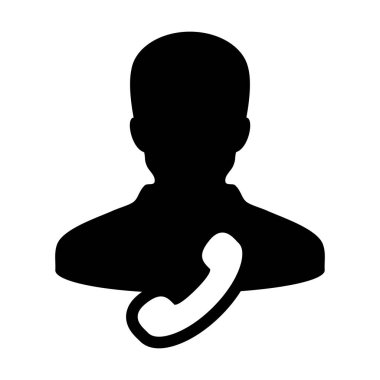 Çalışan simgesi vektör erkek kullanıcı kişi profil avatar düz renkli glyph pictogram illüstrasyon iş iletişim ve iletişim için telefon sembolü ile
