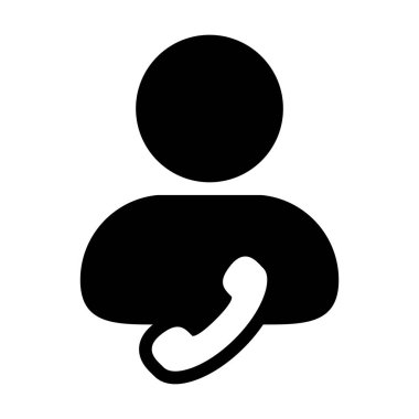 İş simgesi vektör erkek kullanıcı kişi profil avatar düz renkli glyph pictogram illüstrasyon iletişim ve iletişim için telefon sembolü ile