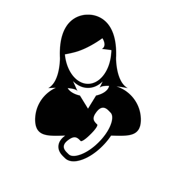 Icono del teléfono vector hembra usuario perfil avatar símbolo para el contacto de negocios y la comunicación en color plano glifo pictograma ilustración — Archivo Imágenes Vectoriales