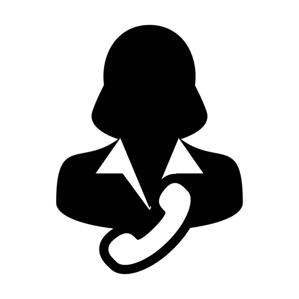 Business Service icon vector vrouwelijke gebruiker profiel avatar met telefoon symbool voor contact en communicatie in platte kleur glyph pictogram illustratie — Stockvector