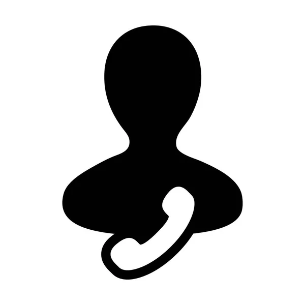 Общение иконка вектор мужской профиль пользователя аватар с символом телефона для делового контакта и помощь в плоский цвет глиф пиктограмма иллюстрации — стоковый вектор