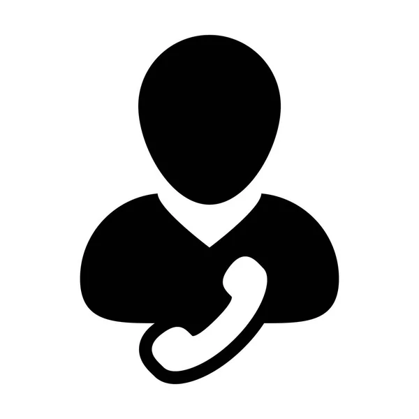 Operator pictogram vector mannelijke gebruiker profiel avatar met telefoon symbool voor zakelijke contact en communicatie in platte kleur glyph pictogram illustratie — Stockvector
