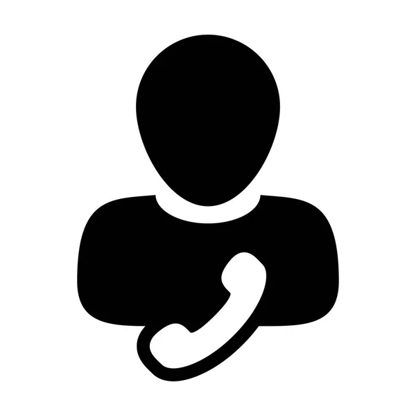 Vector de iconos de conversación avatar de perfil de persona de usuario masculino con símbolo de teléfono para el contacto comercial y la comunicación en ilustración de pictograma de glifo de color plano — Archivo Imágenes Vectoriales