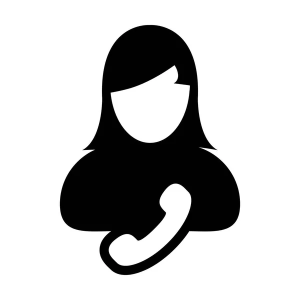 Business Support icon vector vrouwelijke gebruiker profiel avatar met telefoon symbool voor contact en communicatie in platte kleur glyph pictogram illustratie — Stockvector