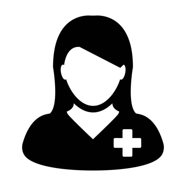 Icono médico vector del perfil de la persona masculina avatar símbolo cuidado de la salud en color plano glifo pictograma ilustración — Vector de stock
