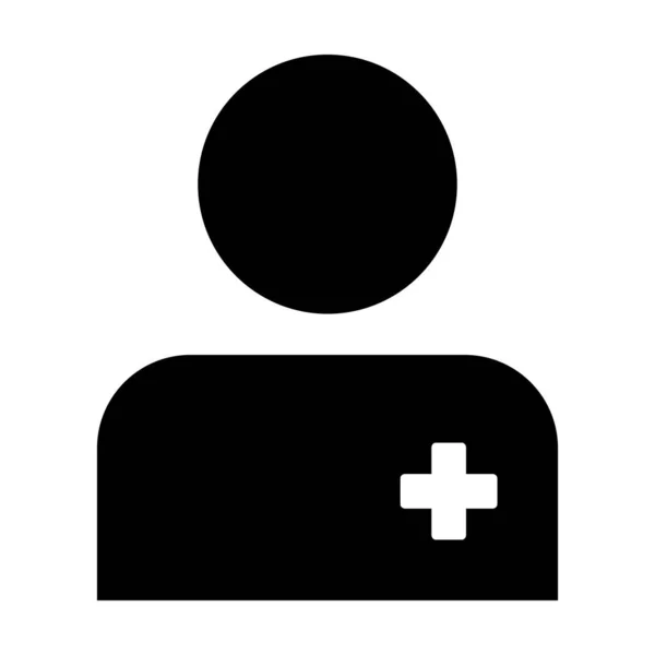 Ikona pro léčbu pacienta symbol avatara u mužské barvy pro lékařské ošetření ve ploché barvě piktogram ilustrace — Stockový vektor
