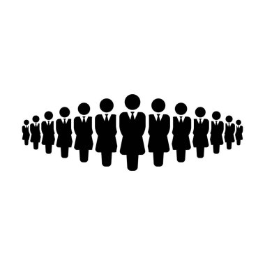 İnsanlar simge vektör erkek grup kişi sembolü avatar için düz renk glif piktogram illüstrasyon iş yönetim ekibi