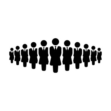 İnsanlar simge vektör erkek grup kişi sembolü avatar için düz renk glif piktogram illüstrasyon iş yönetim ekibi