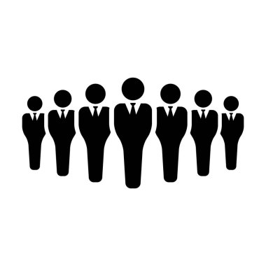 İnsanlar simge vektör erkek grup kişi sembolü avatar için düz renk glif piktogram illüstrasyon iş yönetim ekibi