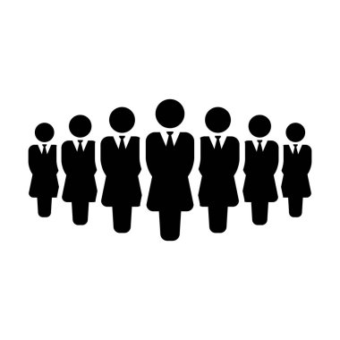 İnsanlar simge vektör erkek grup kişi sembolü avatar için düz renk glif piktogram illüstrasyon iş yönetim ekibi