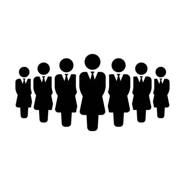 Gente icono vector grupo femenino de personas símbolo avatar para el equipo de gestión de negocios en color plano glifo pictograma ilustración — Archivo Imágenes Vectoriales