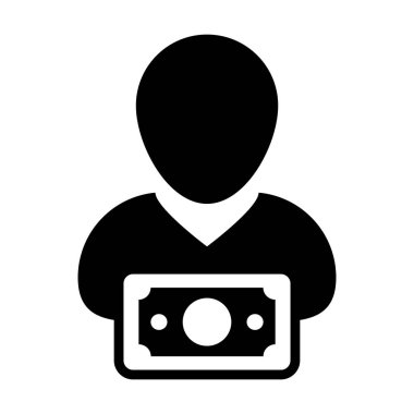 Para birimi simgesi vektör erkek Kullanıcı kişi profili avatar düz renk glif piktogram çizimde para simgesiyle