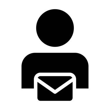 Glyph pictogram illüstrasyon posta iletişimi için zarf sembolü ile bilgi simgesi vektör erkek kullanıcı kişi profil avatar