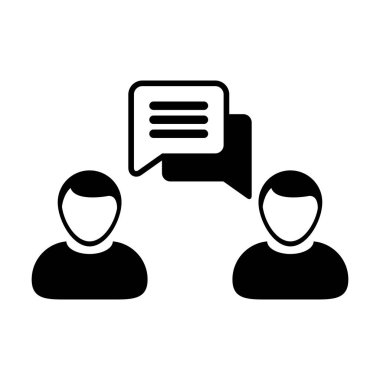 Çalışma simgesi vektör erkek kişi profil avatar konuşma balonu sembolü tartışma ve düz renk glyph pictogram illüstrasyon bilgi için