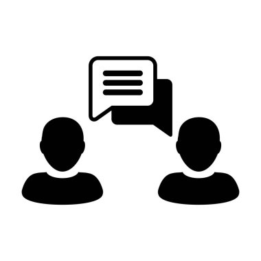 Soru ikonu vektörü erkek profil avatarı konuşma baloncuğu sembolü ve düz renk resimli bilgi sembolü