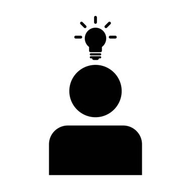 Glyph Pictogram illüstrasyon iş geliştirme için yaratıcı fikir için ampul ile Yaratıcı simge vektör erkek kişi profil avatar sembolü