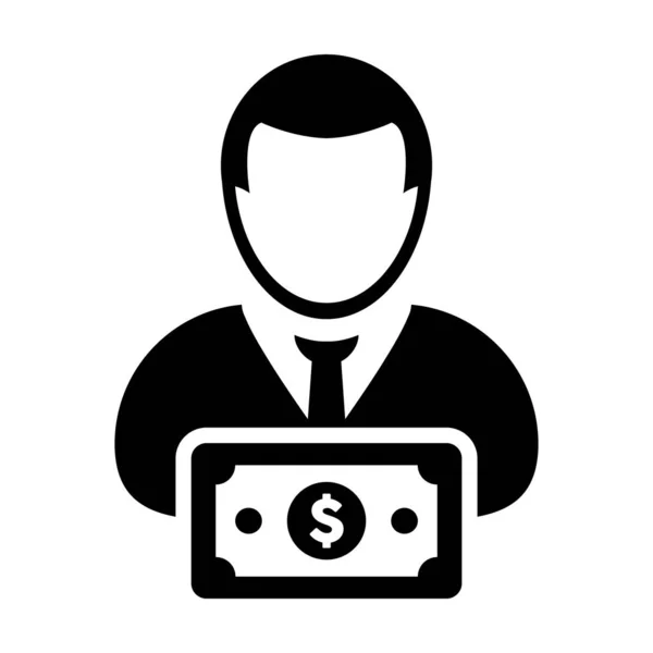 Профиль пользователя с символом доллара для банкинга и финансов с изображением пиктограммы плоского цвета — стоковый вектор