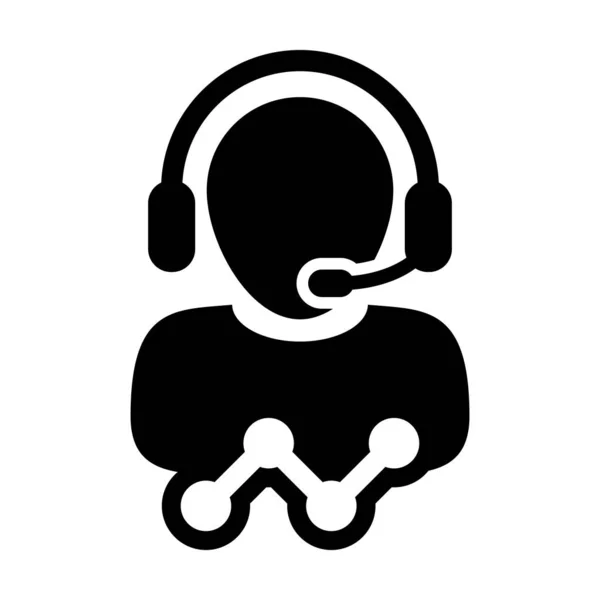 Support technique icône vecteur mâle données service clientèle personne profil avatar avec casque et graphique linéaire pour assistant en ligne en illustration de pictogramme glyphe — Image vectorielle