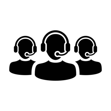 Çağrı merkezi simgesi vektör erkek iş desteği müşteri hizmetleri kişi profil avatar glyph pictogram illüstrasyon online asistan için kulaklık ile