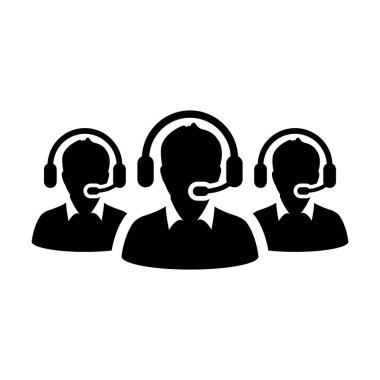 Teknik destek simgesi vektör erkek iş müşteri hizmetleri kişi profil avatar ı slyph pictogram illüstrasyon online asistan için kulaklık ile