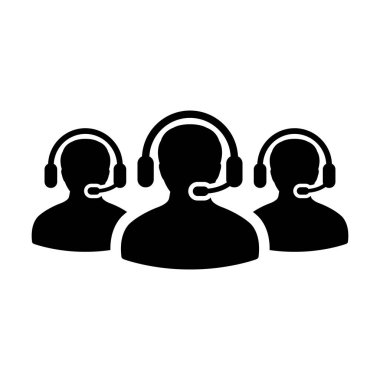 Glyph pictogram illüstrasyon online asistan için kulaklık ile İş hizmeti simgesi vektör erkek online müşteri desteği kişi profili avatar