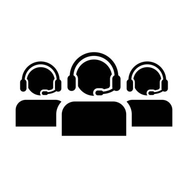 Glyph pictogram illüstrasyon online asistan için kulaklık ile Sohbet simgesi vektör erkek müşteri hizmetleri desteği iş hizmeti kişi profil avatar