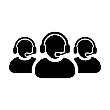 Glyph pictogram online asistan için kulaklık ile Sohbet simgesi vektör erkek müşteri hizmetleri desteği iş hizmeti kişi profil avatar