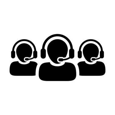 Destek simgesi vektör erkek iş müşteri hizmetleri hizmeti kişi profil avatar glyph pictogram illüstrasyon online asistan için kulaklık ile
