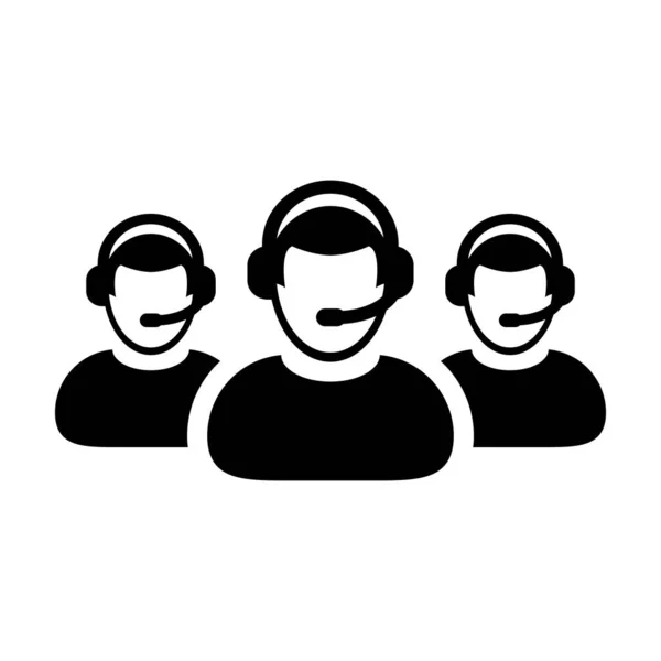 Customer care icon vector male business support service person profile avatar with headphone for online assistant in glyph pictogram illustration