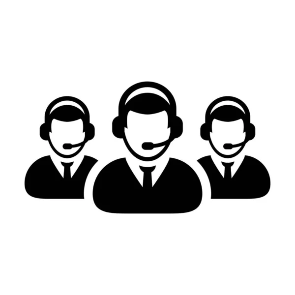 Telemarketing simgesi vektör erkek iş müşteri destek hizmeti kişi profil avatar glyph pictogram illüstrasyon online asistan için kulaklık ile
