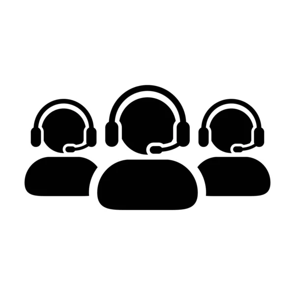 Service icon vector male customer care business support person profile avatar with headphone for online assistant in glyph pictogram illustration