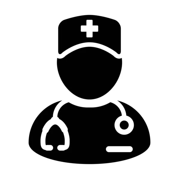 Pregunte a un médico icono vector hombre persona perfil avatar para consulta médica en ilustración pictograma glifo — Vector de stock