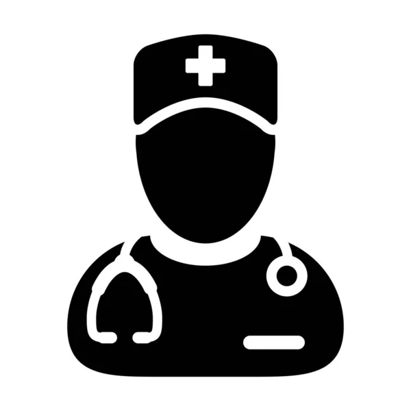 Gynécologue icône vecteur homme profil avatar avec un stéthoscope pour la consultation d'un médecin dans Glyphe Pictogramme illustration — Image vectorielle