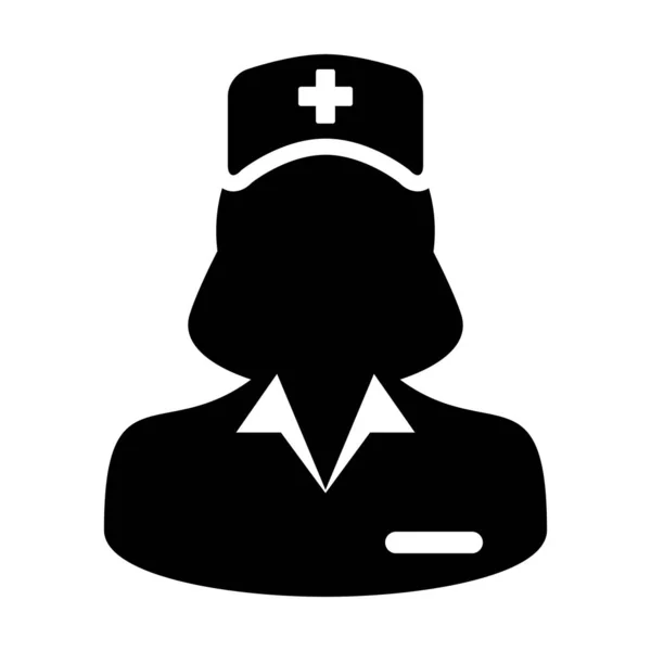 Icône de premiers soins vecteur femme profil avatar avec un stéthoscope pour la consultation d'un médecin dans Glyphe Pictogramme illustration — Image vectorielle