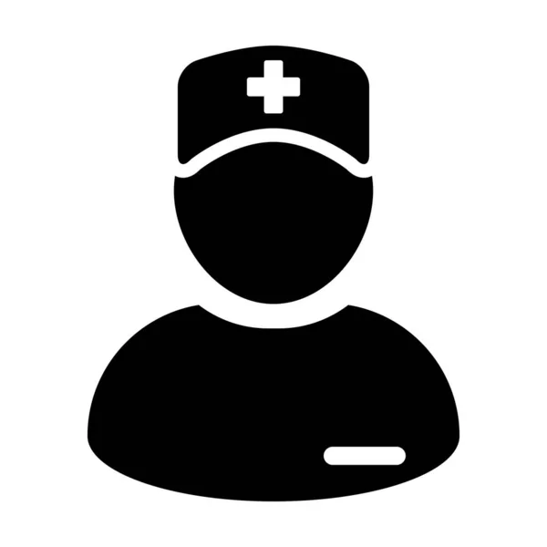 Vector de icono de consultor médico avatar perfil de persona masculina con un estetoscopio para el tratamiento en una ilustración pictograma glifo — Vector de stock