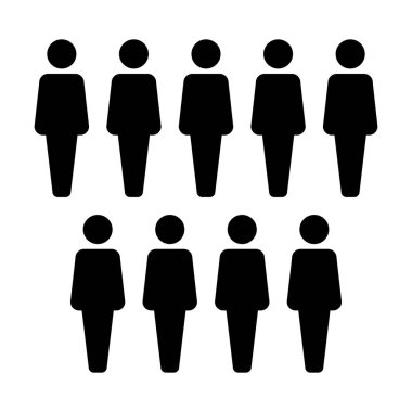 İnsanlar simge vektör erkek grup kişi sembolü avatar için düz renk glif piktogram illüstrasyon iş yönetim ekibi