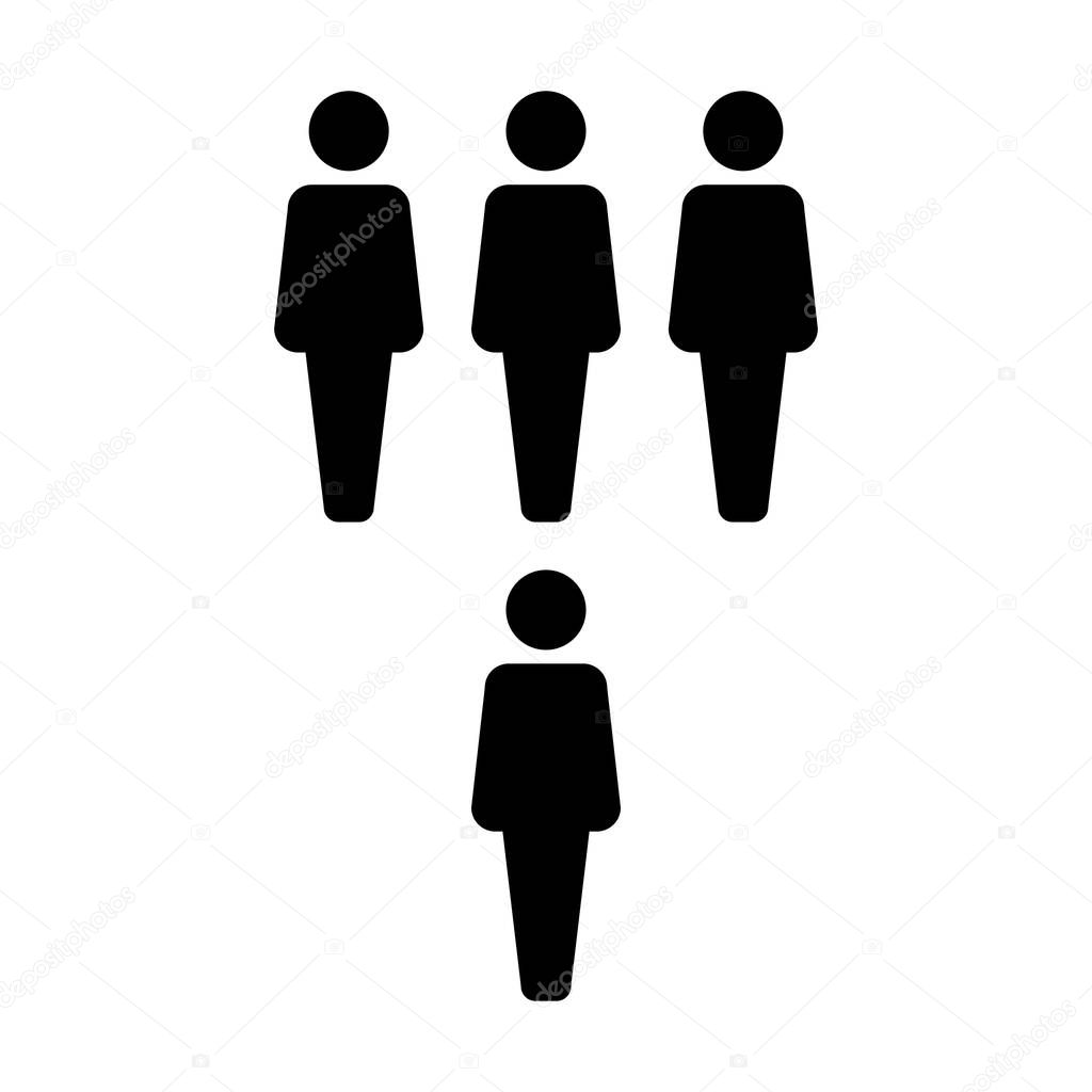 Business person icon vector male group of persons symbol avatar for business management team in flat color glyph pictogram illustration