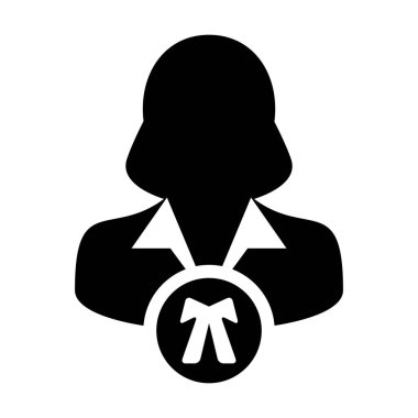 Justice icon vector female user person profile avatar symbol for law and justice in flat color glyph pictogram illustration