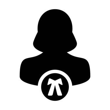 Legal icon vector female user person profile avatar symbol for law and justice in flat color glyph pictogram illustration