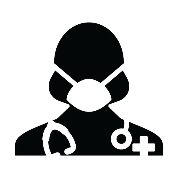 Nurse Icon Vector Surgical Face Mask Female Person Profile Avatar — Stock Vector