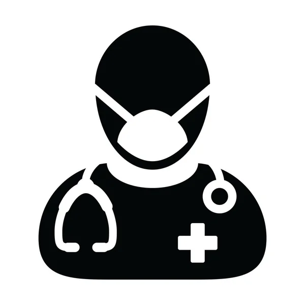 Physician Icon Vector Face Mask Male Person Profile Avatar Symbol — Stock Vector