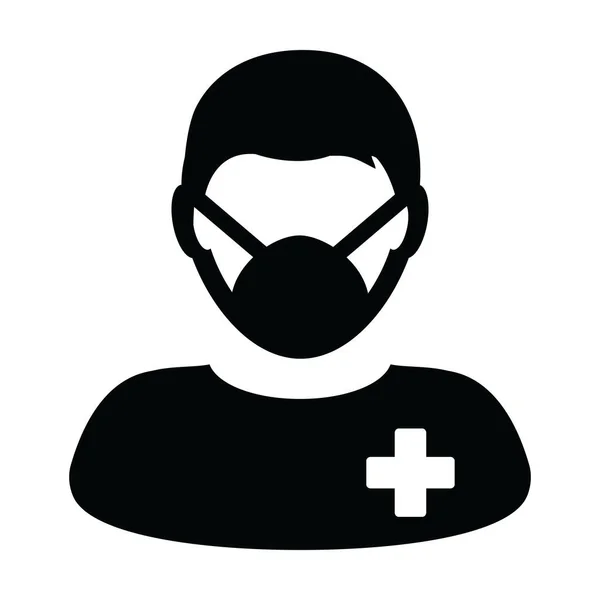 N95 Maske Ikonu Vektörü Hasta Kişi Profili Erkek Kullanıcı Avatar — Stok Vektör