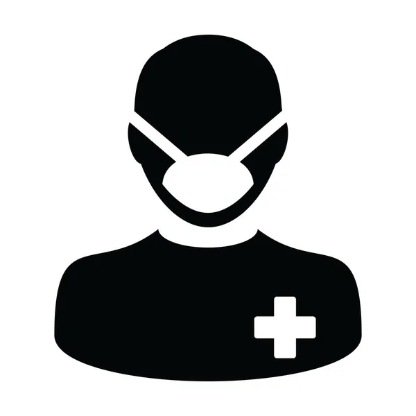 Chirurgische Masker Pictogram Vector Met Patiënt Persoon Profiel Mannelijke Gebruiker — Stockvector