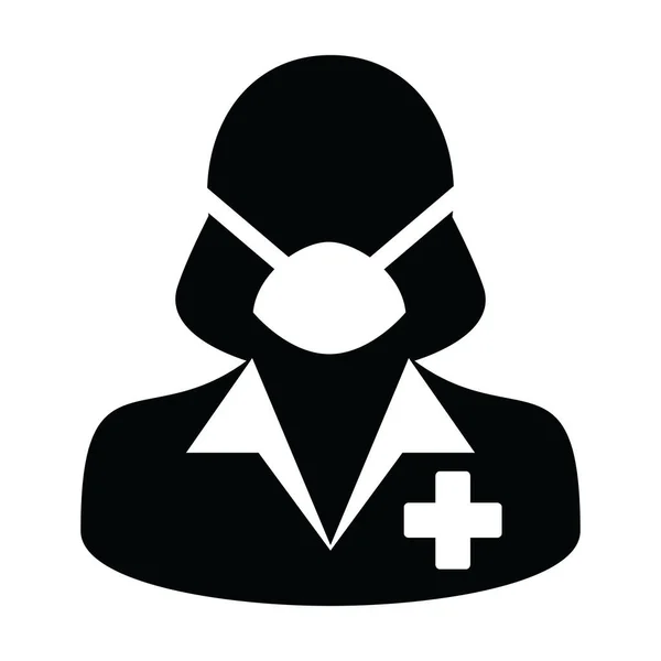Mask Icon Vector Patient Person Profile Female User Avatar Symbol — Stock Vector