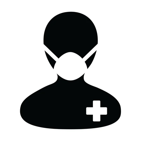 Healthcare Icon Vector Patient Face Mask Person Profile Male User — Stock Vector