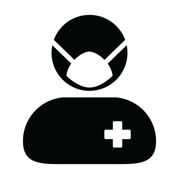 Gebruiker Pictogram Vector Met Gezichtsmasker Patiënt Profiel Mannelijke Avatar Symbool — Stockvector