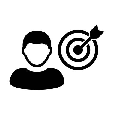 İşletme geliştirme hedefleri için erkek profil avatar sembollü kullanıcı simgesi hedef hedef tahtası